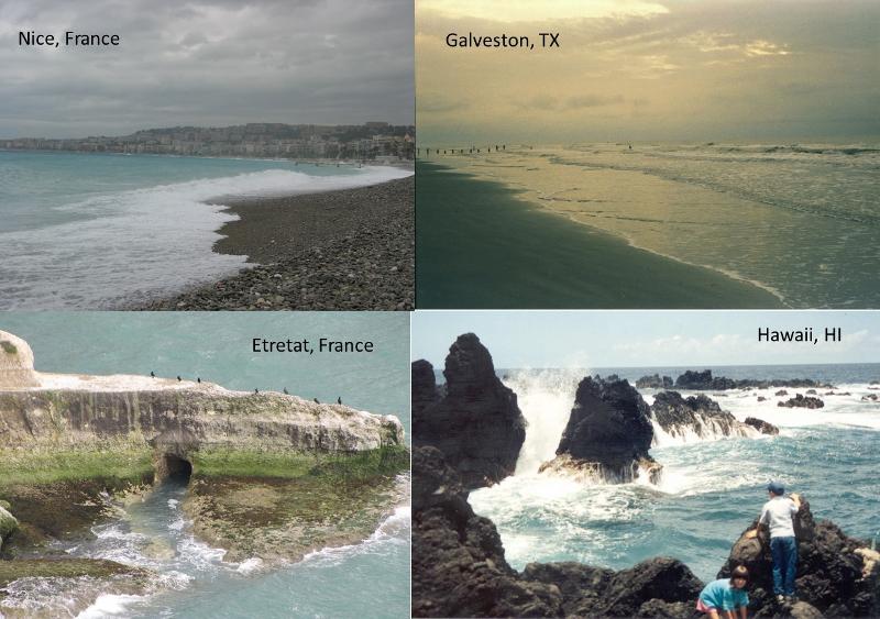 Pictures of four different beaches.